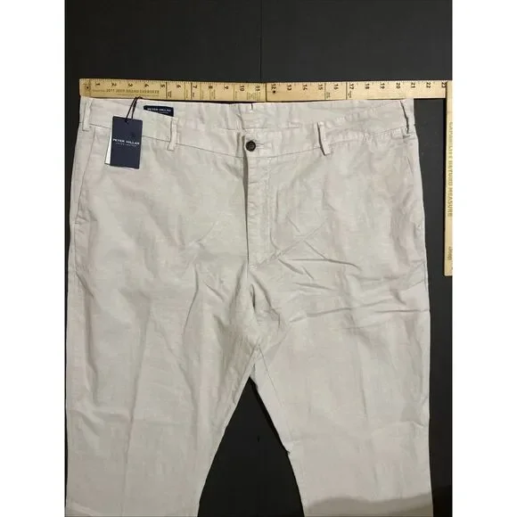 Peter Millar Crown‎ Crafted Somerset Pants Men's Stone Cotton Linen Blend Sz 42